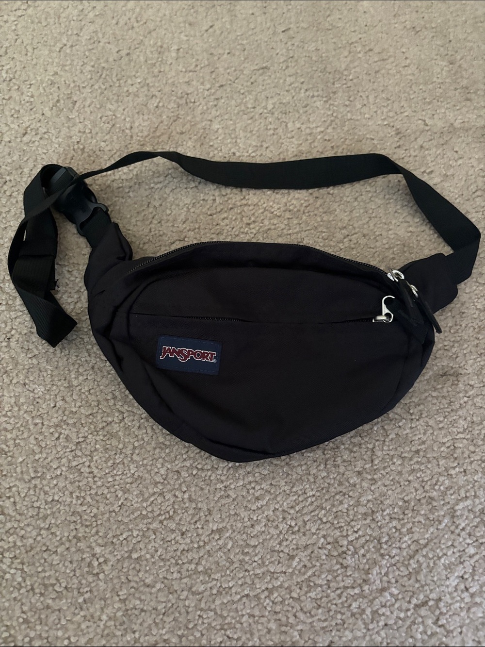 Jansport Black Waist Bag with Front Patch Logo